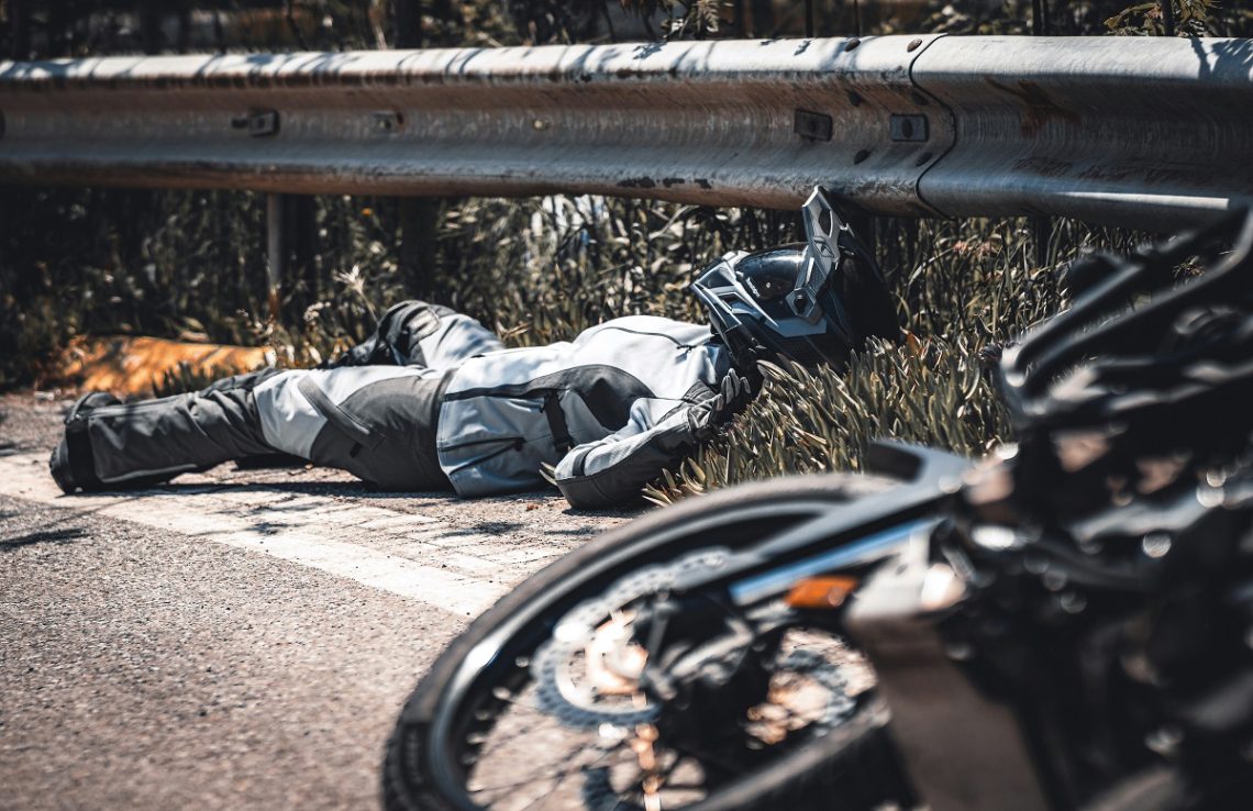 motorcycle accident on the road